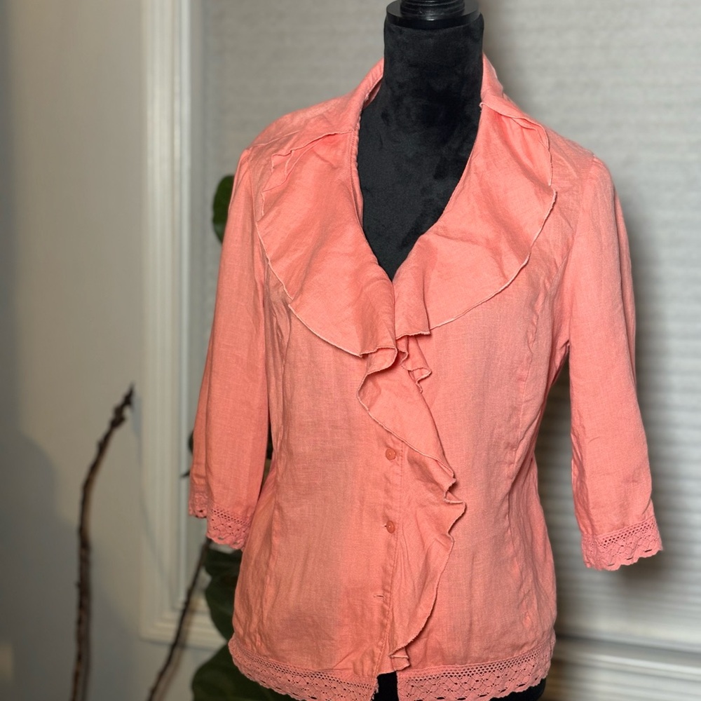 Jones New York Signature linen Peach Top